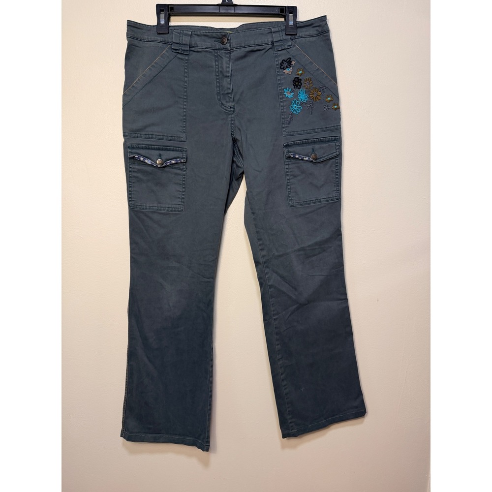 Vintage Y2K Oilily Cargo Pants EU 42 Floral Embroidered Boot Leg